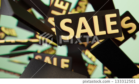 Sales Frenzy: Floating Sale Signs Create a Dynamic, Busy Retail Scene with Excitement and Energy Sales Frenzy: Floating Sale Signs Create a Dynamic, Busy Retail Scene with Excitement and Energy 133312501