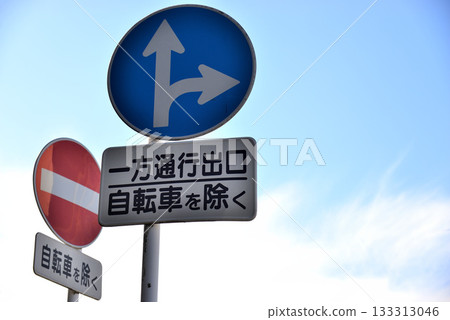 Road sign Proceeding outside the designated direction Vehicles are prohibited from entering Road sign Proceeding outside the designated direction Vehicles are prohibited from entering 133313046