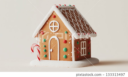 Gingerbread house on a white background 133313497