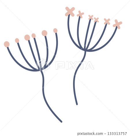 可愛的變形花插畫素材 133313757