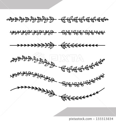 Hand Drawn Botanical Leaves Dividers Decorative Collection. Vector illustration. Hand Drawn Botanical Leaves Dividers Decorative Collection. Vector illustration. 133313834