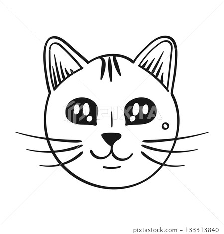 Cute Hand Drawn Doodle Cat Face Head Illustration. 133313840