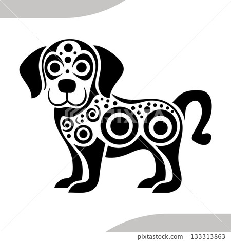 Decorative Stylized Dog Silhouette Pattern Illustration. Vector illustration. Decorative Stylized Dog Silhouette Pattern Illustration. Vector illustration. 133313863