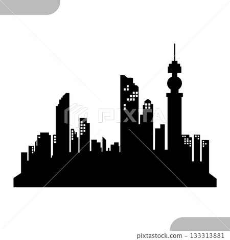 Modern City Skyline Silhouette Buildings and Iconic Tower Illustration. Modern City Skyline Silhouette Buildings and Iconic Tower Illustration. 133313881