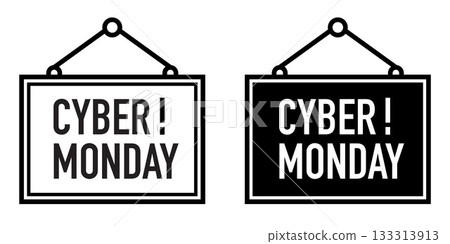 Cyber Monday Hanging Sign Banner Icon Promotion. Vector illustration. Cyber Monday Hanging Sign Banner Icon Promotion. Vector illustration. 133313913