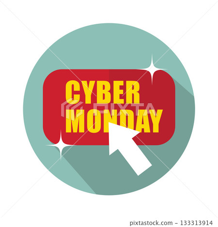 Cyber Monday Flat Icon with Cursor Arrow and Long Shadow. Vector illustration. Cyber Monday Flat Icon with Cursor Arrow and Long Shadow. Vector illustration. 133313914