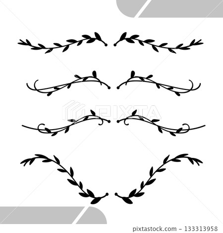 Decorative black silhouette leaves dividers element collection Decorative black silhouette leaves dividers element collection 133313958