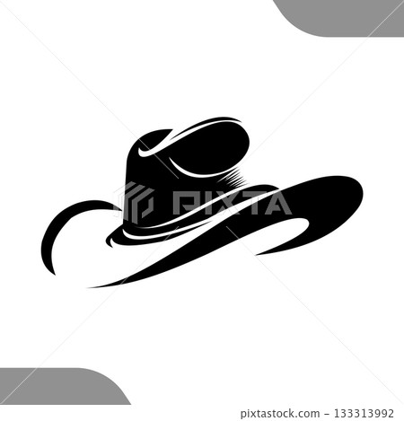 Abstract cowboy hat solid black silhouette illustration western logo.Vector illustration 133313992