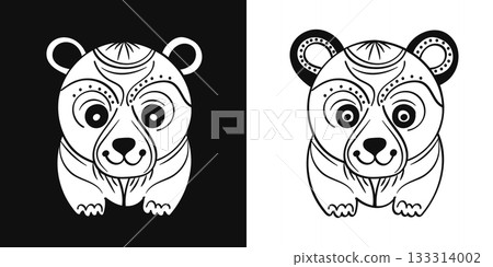 Decorative bear animal head doodle line art drawing vector illustration Decorative bear animal head doodle line art drawing vector illustration 133314002
