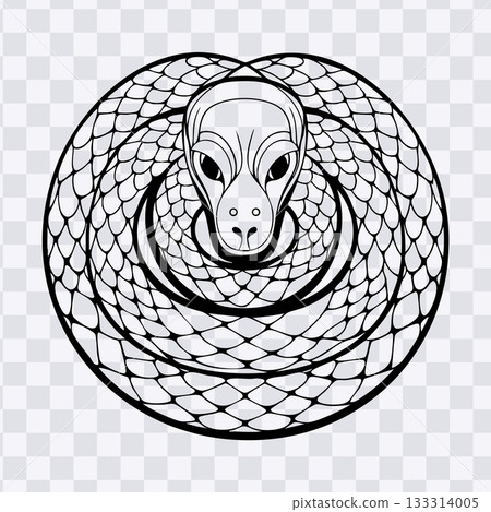 Snake circular coil detailed line art coloring page illustration Snake circular coil detailed line art coloring page illustration 133314005