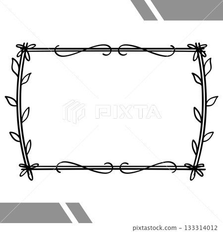 Hand drawn doodle botanical leaves rectangle border illustration vector Hand drawn doodle botanical leaves rectangle border illustration vector 133314012