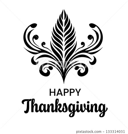 Happy Thanksgiving Decorative Ornate Floral Design. Vector illustration. Happy Thanksgiving Decorative Ornate Floral Design. Vector illustration. 133314031
