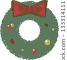 Simple illustration of a Christmas wreath (red ribbon) 133314111