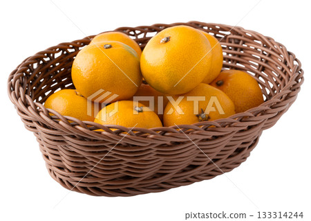 Tangerines in a basket on a transparent background (png) 133314244