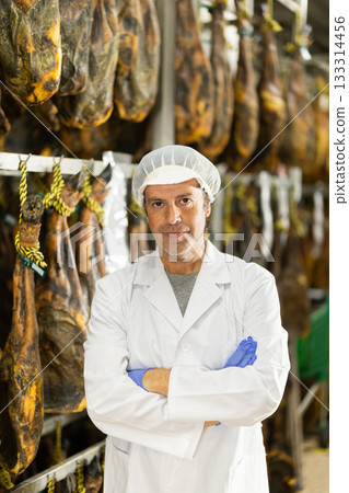 Portrait of male worker in jamon production workshop 133314456