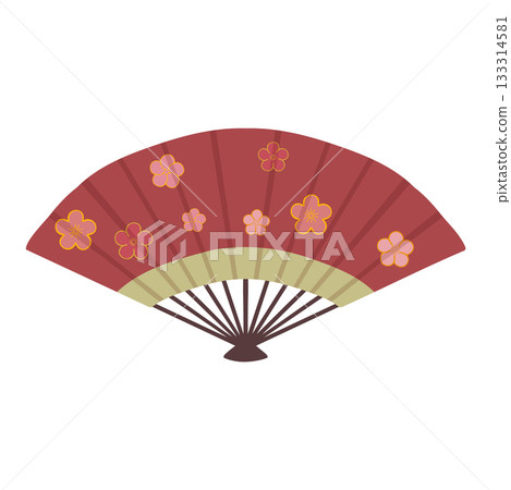 Illustration of a plum-patterned fan Illustration of a plum-patterned fan 133314581