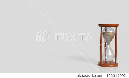 Classic Wooden Hourglass with Flowing Sand 3d render. Classic Wooden Hourglass with Flowing Sand 3d render. 133314992