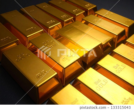 A lot of gold bars on a dark background A lot of gold bars on a dark background 133315043