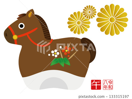 2026新年賀卡插圖,生肖屬馬,馬 2026新年賀卡插圖,生肖屬馬,馬 133315197
