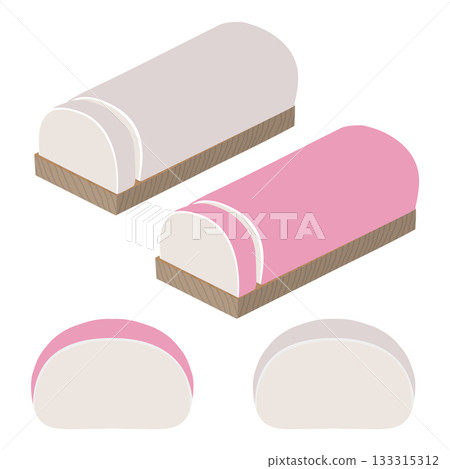 Illustration of kamaboko on a plate and kamaboko from the front 133315312