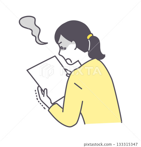 插畫資料：一位女士因文件而震驚 133315347