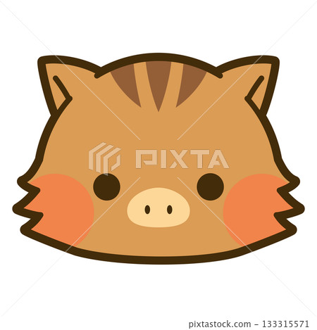 Cute wild boar (Uribo) face icon 133315571