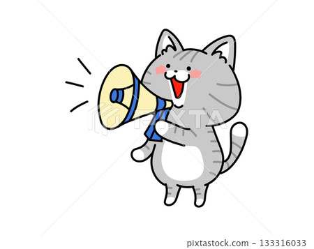 A cute cat making a call with a megaphone A cute cat making a call with a megaphone 133316033