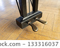 Close-up of the two pedals at the base of a grand piano 133316037