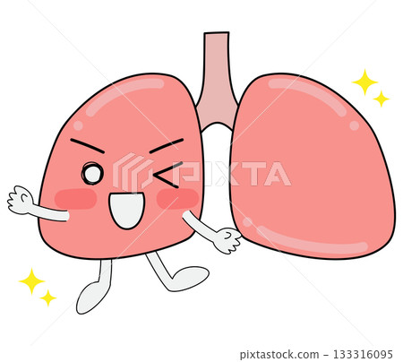 Lung character raises one hand and winks 133316095