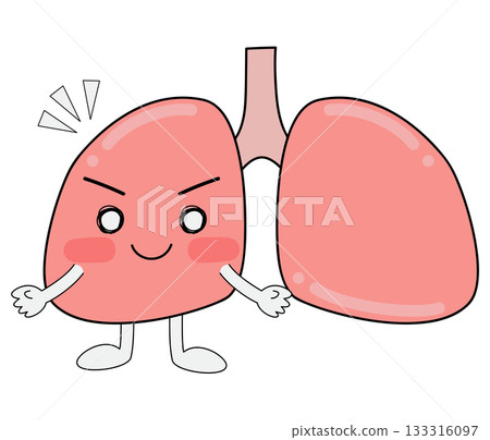 Lung character smiling with open arms 133316097