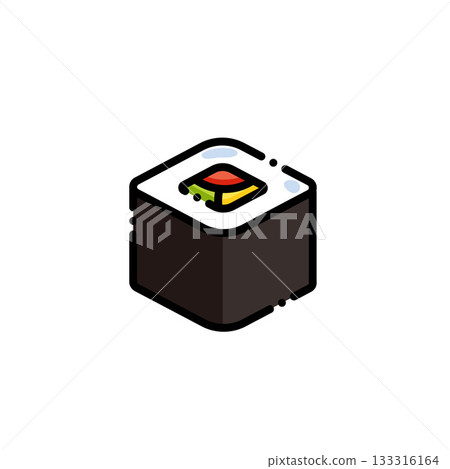 One super cute roll, seaweed wrapped rice, tuna fish with apex + small yellow melon, a must-have for the home! Applicable Japanese style cuisine, Hisashi or everyday gastronomy design 133316164