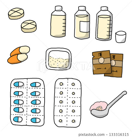 各種藥物的插圖集 133316315