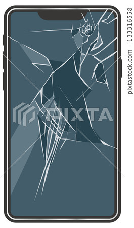 Illustration of a smartphone with a cracked screen Illustration of a smartphone with a cracked screen 133316558