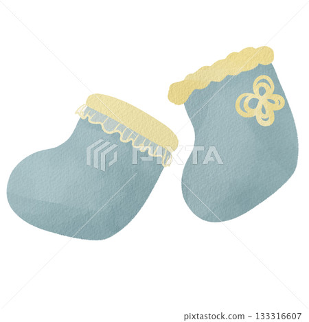 水彩風格的嬰兒襪插圖 水彩風格的嬰兒襪插圖 133316607