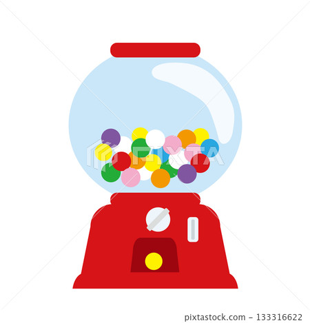 Illustration of a gumball machine filled with gumballs 133316622