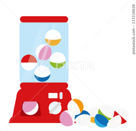 Vector illustration of a capsule machine and lots of capsules 133316626