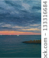 從飯店窗戶望出去，黃昏時分的大海。 133316684
