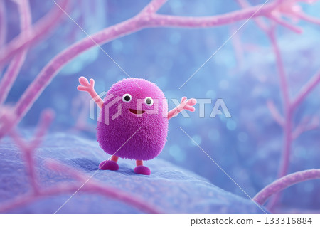 細胞的三維插圖。非常適合用於生物學、醫學和健康領域。 133316884