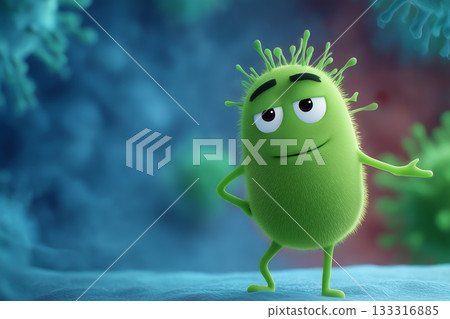 細菌的三維立體插圖。適用於微生物學、健康和醫學領域。 133316885