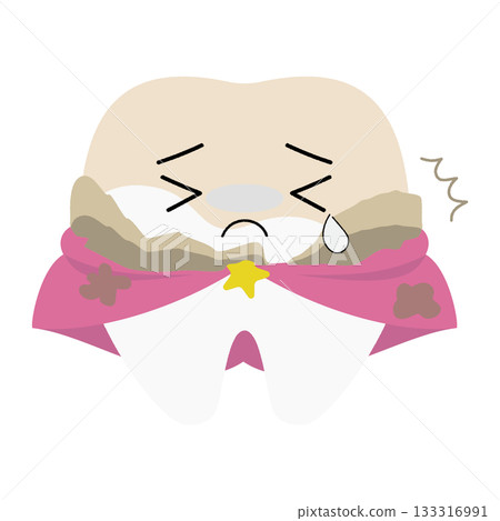 Tooth character is sad about tartar and plaque 133316991