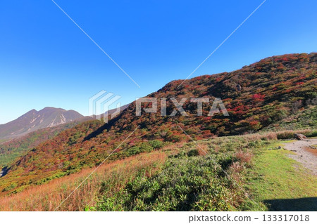 [Oita Prefecture] Autumn foliage of the Kuju Mountains as seen from Makinoto No. 1 Observation Deck 133317018