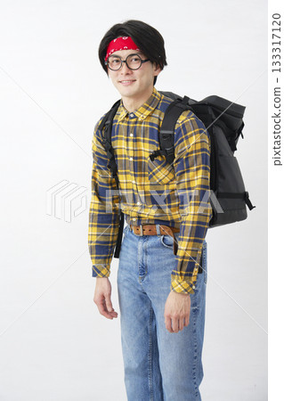 Akihabara-style male, white background, portrait, looking at camera 133317120
