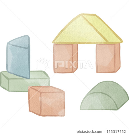 水彩積木插圖 水彩積木插圖 133317332