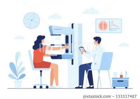 健康檢查：女性接受乳房 X 光檢查 133317487