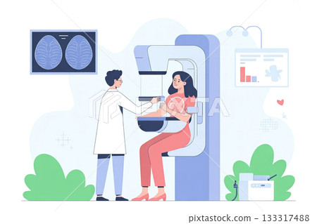 健康檢查：女性接受乳房 X 光檢查 133317488