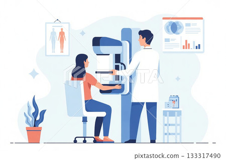 健康檢查：女性接受乳房 X 光檢查 133317490