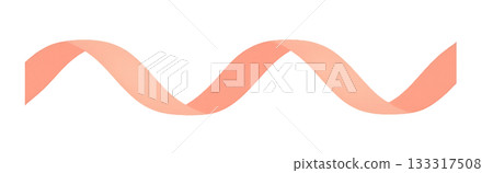 珊瑚色弧形絲帶設計，紅色波浪絲帶裝飾材料，光滑的紅色絲帶抽象拱形 133317508