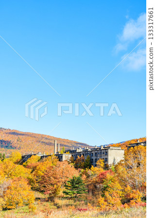 Former Matsuo Mine dormitory ruins in autumn, Hachimantai City, Iwate Prefecture 133317661