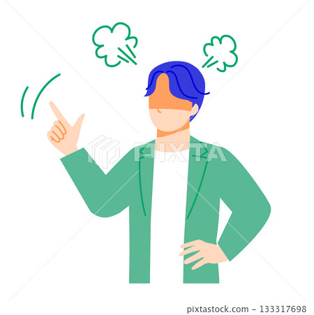 Illustration of a businessman in office casual clothes with an angry expression. Flat design 133317698