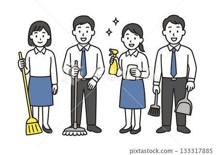 辦公室工作人員攜帶清潔工具 辦公室工作人員攜帶清潔工具 133317885